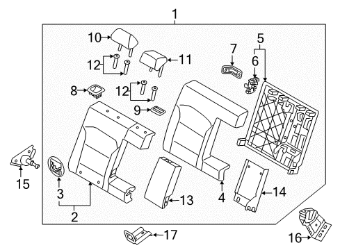 2020 Hyundai Ioniq Rear Seat Components Guide Assembly-R/S H/REST W/O LVR Diagram for 89722-F2100-T9Y