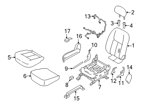 2018 Nissan Titan Passenger Seat Components Frame-Front Seat RH Diagram for 87301-9FS2A