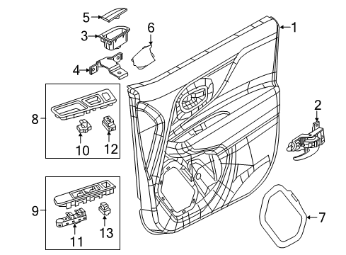 2016 Jeep Renegade Front Door Handle-Inside Release Diagram for 6EW90SLUAA