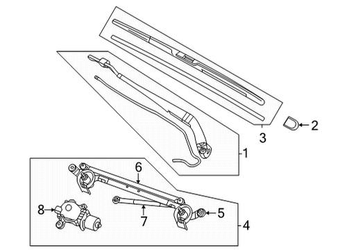 2021 Nissan Rogue Wiper & Washer Components Motor Assy-Windshield Wiper Diagram for 28810-6RF0A