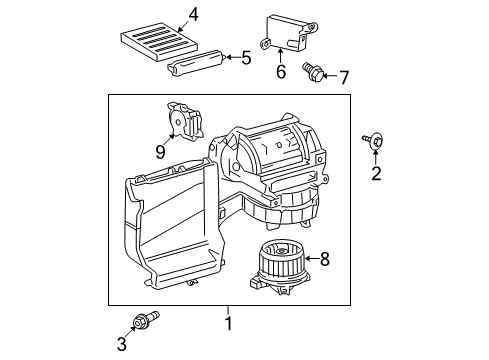 2008 Toyota Tundra Heater Core & Control Valve Blower Motor Diagram for 87103-0C040