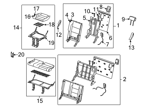 2012 Nissan Armada Third Row Seats Frame Assembly-3RD Seat Back RH Diagram for 89601-ZQ00A