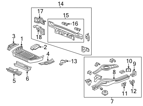 2008 Honda Odyssey Rear Body - Floor & Rails Stiffener, Rear Bumper Face Diagram for 66118-S5A-A00ZZ