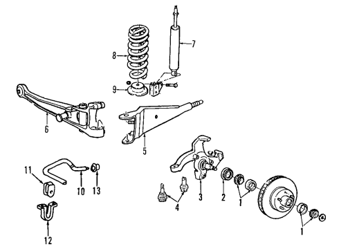 1994 Ford E-350 Econoline Front Suspension, Stabilizer Bar, Suspension Components Stabilizer Bar Diagram for 7C2Z-5482-G