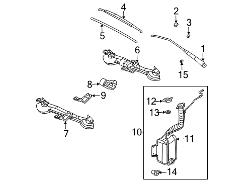 2004 Saturn Ion Wiper & Washer Components Container Asm, Windshield Washer Solvent (W/ Pump) Diagram for 15213092
