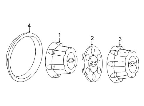 2006 Chevrolet Silverado 1500 HD Wheel Covers & Trim Hub Cap Diagram for 9594500