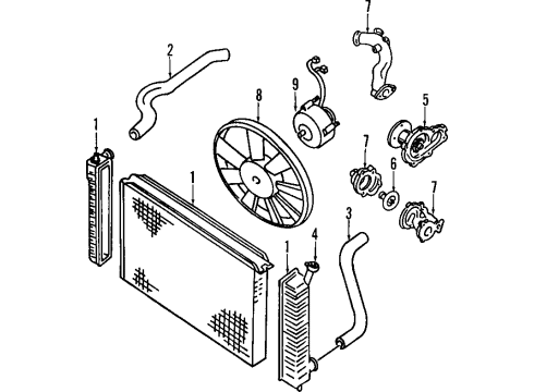 1998 Mercury Villager Cooling System, Radiator, Water Pump, Cooling Fan Water Pump Assembly Diagram for F3XZ-8501-BA
