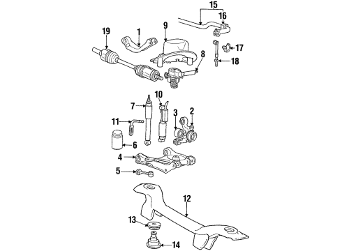 1993 Lincoln Mark VIII Rear Suspension Components, Drive Axles, Lower Control Arm, Upper Control Arm, Ride Control, Stabilizer Bar Shock Diagram for F3LY-18125-A