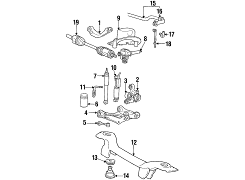 1998 Lincoln Mark VIII Rear Suspension Components, Drive Axles, Lower Control Arm, Upper Control Arm, Ride Control, Stabilizer Bar Shock Diagram for 3U2Z-18125-JA