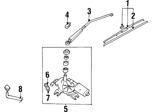 1999 Hyundai Tiburon Wiper & Washer Components Rear Wiper Arm Assembly Diagram for 98810-27000