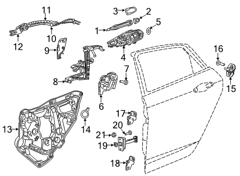 2015 Chrysler 200 Rear Door Handle-Exterior Door Diagram for 5LX981RVAC