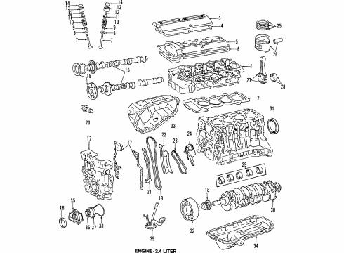 1992 Toyota Previa Engine Parts, Mounts, Cylinder Head & Valves, Camshaft & Timing, Oil Pan, Oil Pump, Crankshaft & Bearings, Pistons, Rings & Bearings, Water Pump Bearings Diagram for 11071-75022-01