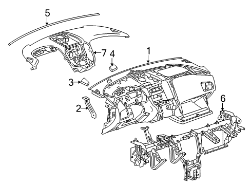 2013 Chevrolet Equinox Cluster & Switches, Instrument Panel Carrier Diagram for 23463587