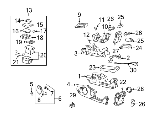 2004 Pontiac Aztek Console Console Asm-Front Floor *Gray D Diagram for 10329920