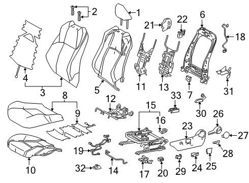 2020 Toyota C-HR Driver Seat Components Seat Cushion Pad Diagram for 71512-10060