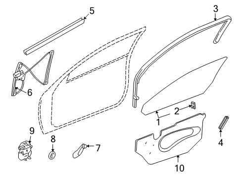 1999 Pontiac Grand Am Door - Glass & Hardware Window Regulator Diagram for 89044650