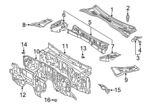 2007 Toyota 4Runner Cowl Dash Panel Diagram for 55101-3M471