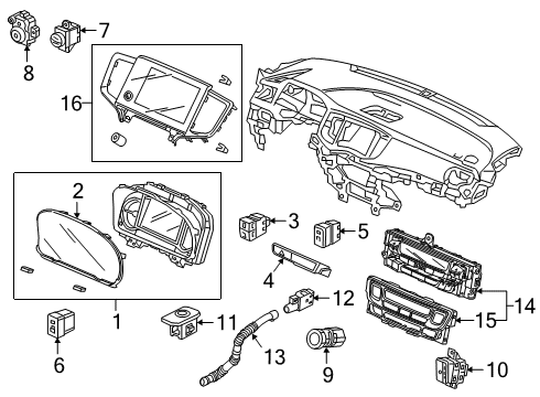 2020 Honda Passport Cluster & Switches, Instrument Panel Meter Assembly, Combination Diagram for 78100-TGT-AK2
