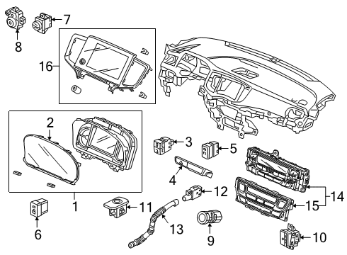 2020 Honda Passport Cluster & Switches, Instrument Panel Meter Assembly, Combination Diagram for 78100-TGS-AP2