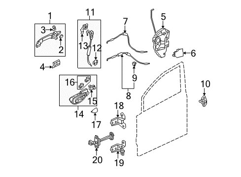2009 Honda Civic Front Door Handle Assembly, Left Front Door Inside (Dark Royal Blue) Diagram for 72160-SNA-A21ZA
