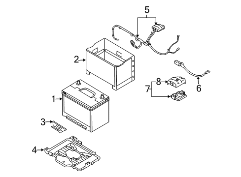 2010 Hyundai Veracruz Battery Bracket-Battery Mounting Diagram for 37160-3J000