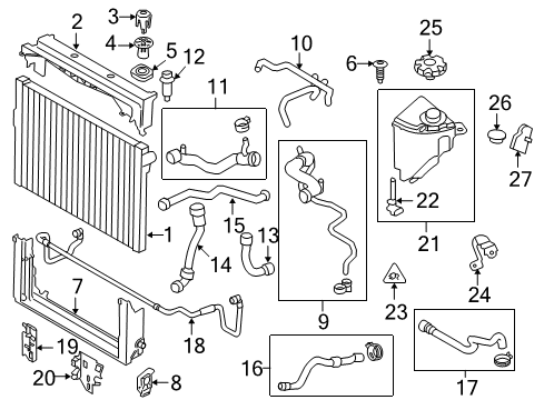 2011 BMW 750Li Radiator & Components Engine Coolant Hose Diagram for 17127575453