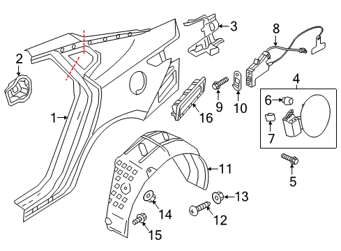 2019 Kia Optima Fuel Door Panel Complete-Combination Lamp Diagram for 69141D4000