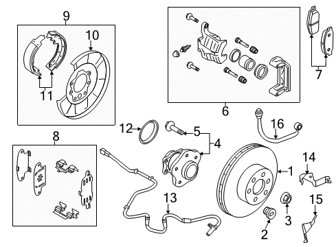 2011 Nissan Murano Anti-Lock Brakes Brake Assy-Parking, Rear LH Diagram for 44010-CA01B