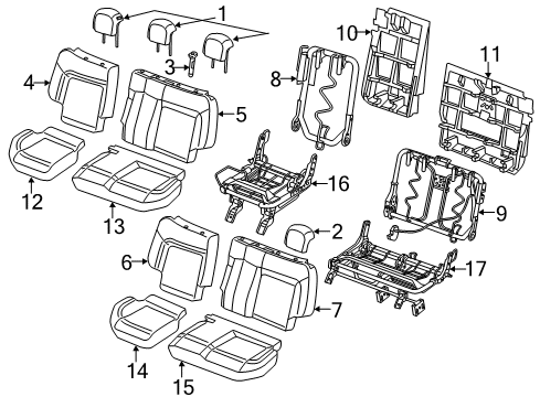 2015 Ram ProMaster City Rear Seat Components Rear Seat Back Cover Left Diagram for 5ZM20ND5AA