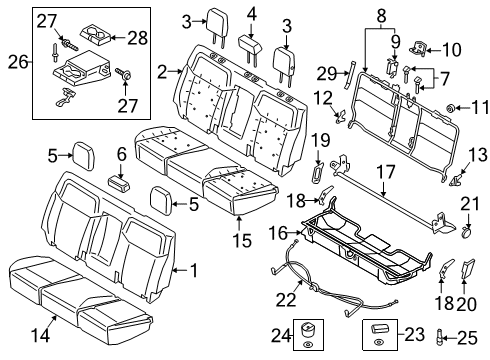 2020 Ford Ranger Rear Seat Components Cup Holder Diagram for KB3Z-2613562-AC