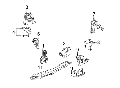 2001 Toyota Celica Engine & Trans Mounting Side Mount Side Bracket Diagram for 12315-22020