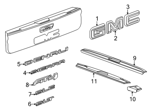 2022 GMC Sierra 2500 HD Exterior Trim - Pick Up Box Upper Molding Diagram for 84680094