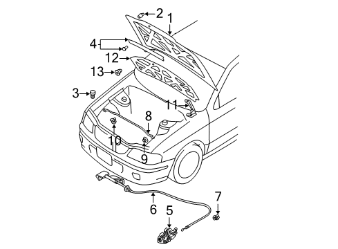 2006 Nissan Sentra Hood & Components Male Assy-Hood Lock Diagram for 65601-6Z500