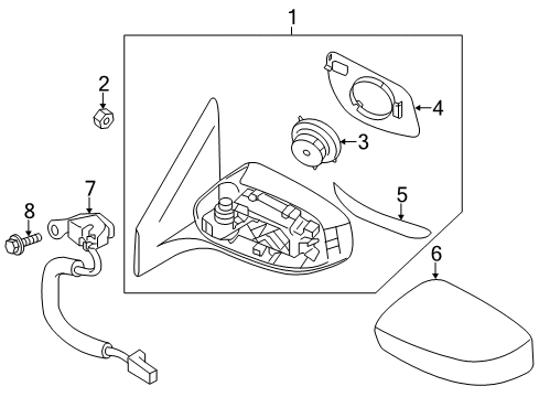 2019 Nissan Sentra Outside Mirrors Door Mirror Assembly RH Diagram for 96301-3YU1F