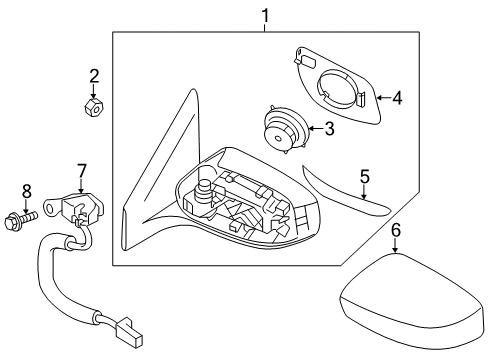 2019 Nissan Sentra Outside Mirrors Mirror Assembly-Door, RH Diagram for 96301-3YU5F