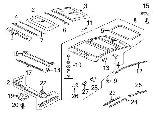 2013 Acura ZDX Sunroof Glass Drive Assembly Diagram for 70401-SZN-A01