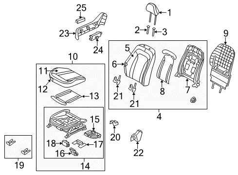 2014 Kia Optima Passenger Seat Components Pad Assembly-Front Seat Back Diagram for 884504C010