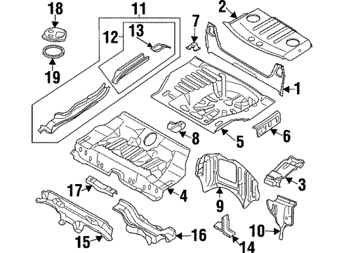 1998 Infiniti I30 Rear Body Panel, Floor & Rails Floor-Rear, Front Diagram for 74512-40U30