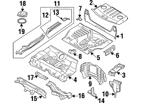 1998 Infiniti I30 Rear Body Panel, Floor & Rails Part Not Available Diagram for 74514-40U30