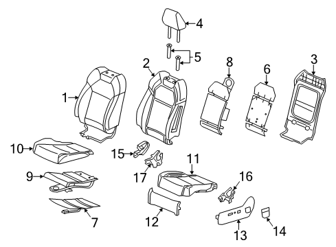 2019 Acura MDX Driver Seat Components Color Plate (Premium Black) Diagram for 81635-TYR-L01ZA