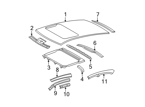 2007 Toyota Camry Roof & Components Sunroof Reinforcement Support Diagram for 63118-06020