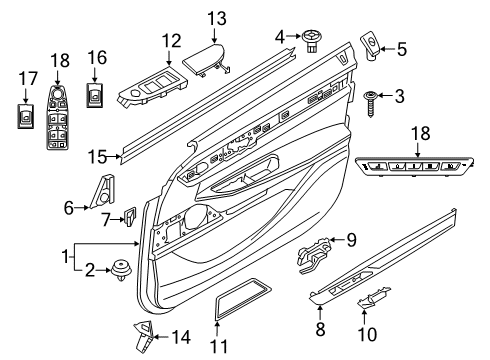 2021 BMW 740i Trunk Inner Left Window Channel Cover Diagram for 51337336011