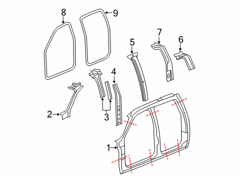 2007 Chevrolet Silverado 2500 HD Uniside Panel Asm-Center Pillar Inner Lower Diagram for 25918298