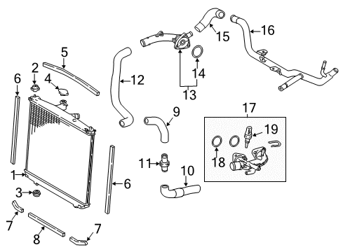 2017 Toyota Highlander Radiator & Components Upper Hose Diagram for 16573-0P040