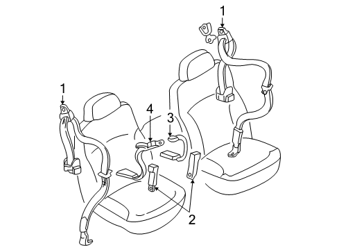 1998 Chevrolet S10 Seat Belt Latch Diagram for 12477768