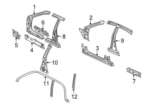 2002 Hyundai XG350 Center Pillar, Hinge Pillar, Rocker Weatherstrip-Door Opening Upper, RH Diagram for 82160-39000