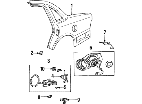 1992 Ford Crown Victoria Quarter Panel & Components Fuel Pocket Diagram for 1W7Z-5427936-AA