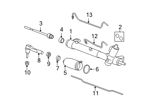 2007 Saturn Aura Steering Column & Wheel, Steering Gear & Linkage Pipe Kit, Steering Gear Diagram for 15944341