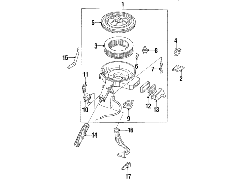 1987 Nissan Sentra Filters Air Cleaner Element Diagram for 16546-D1100