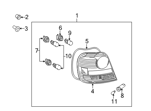 2003 Toyota Echo Bulbs Tail Lamp Assembly Diagram for 81560-52300